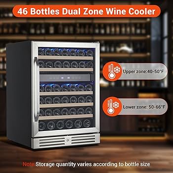 wine様 Amazon.com: 46 Bottle Wine Cooler Refrigerator, 24 Inch Dual